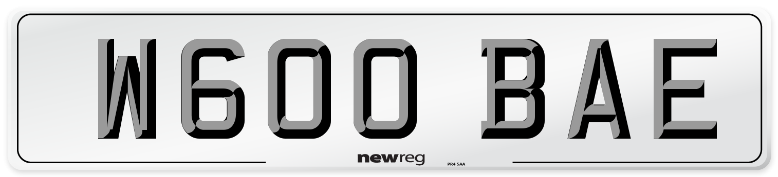 W600 BAE Number Plate from New Reg